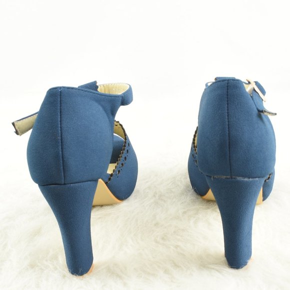 Get More Beauty Blue Open Toe Heels Size 38 - Picture 4 of 9